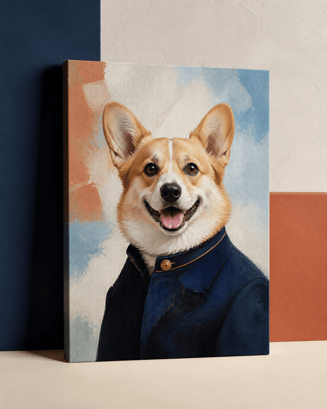 A joyful corgi custom portrait