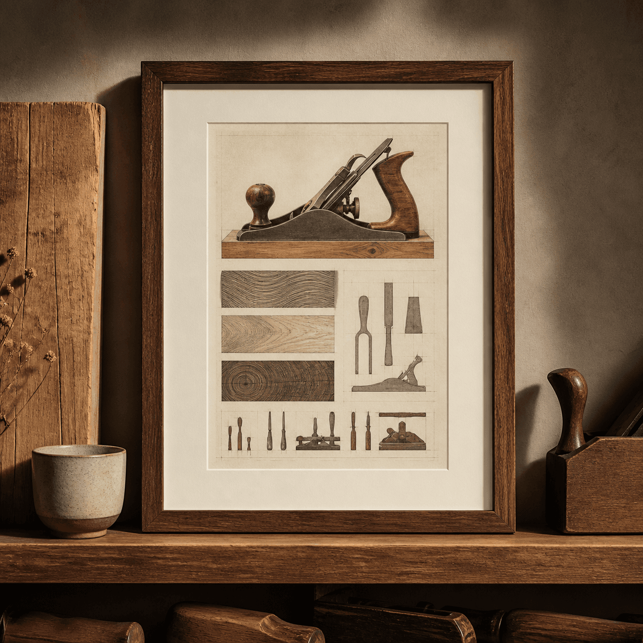 A framed heritage workshop art print